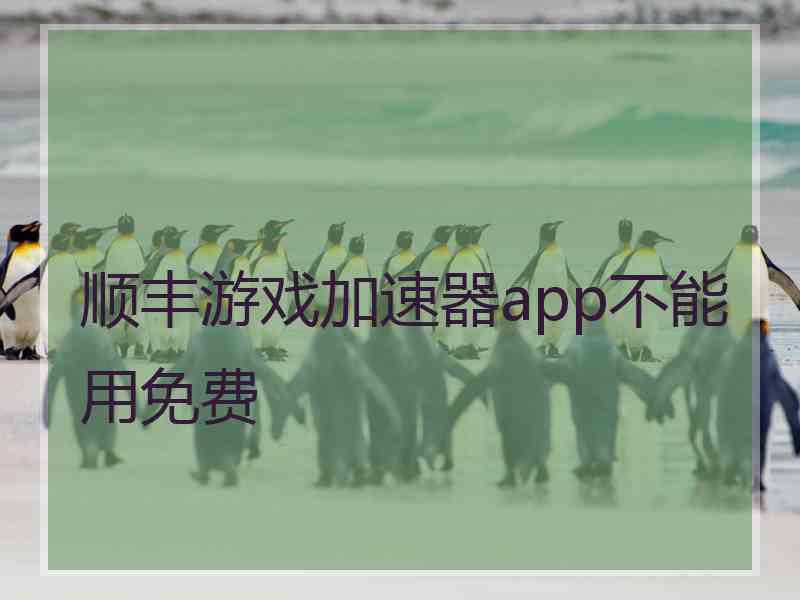 顺丰游戏加速器app不能用免费