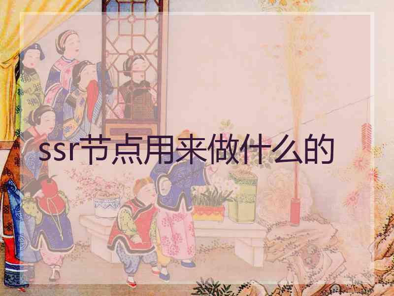 ssr节点用来做什么的