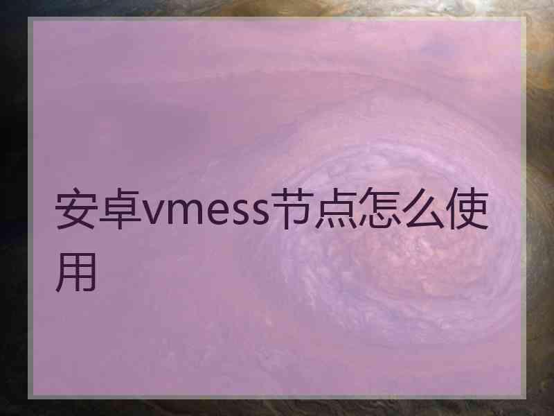 安卓vmess节点怎么使用