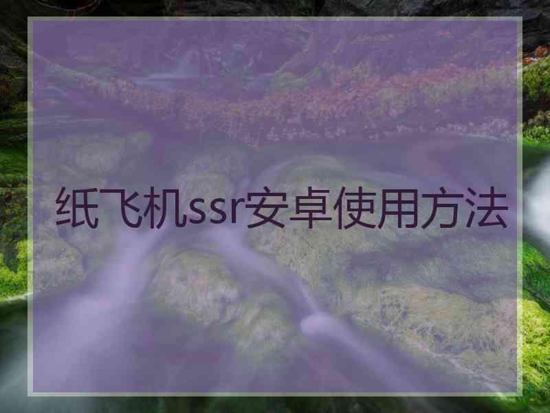 纸飞机ssr安卓使用方法