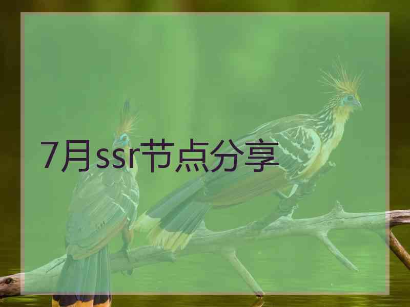7月ssr节点分享