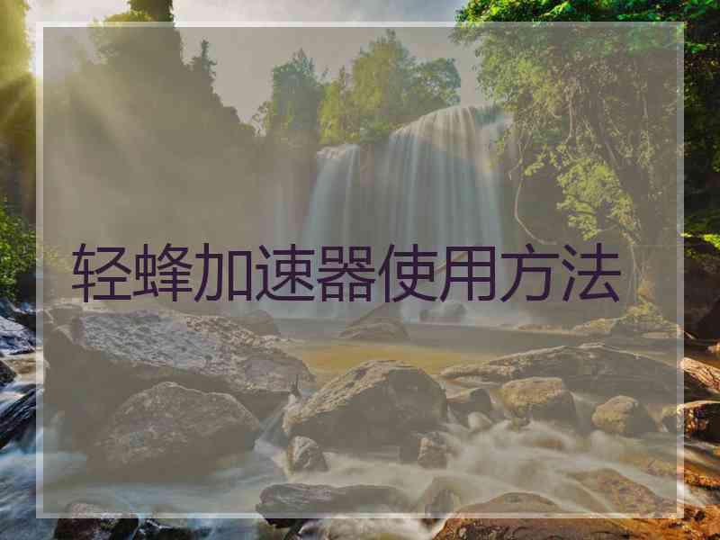 轻蜂加速器使用方法