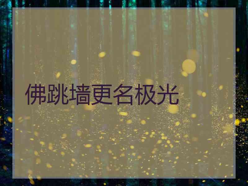 佛跳墙更名极光