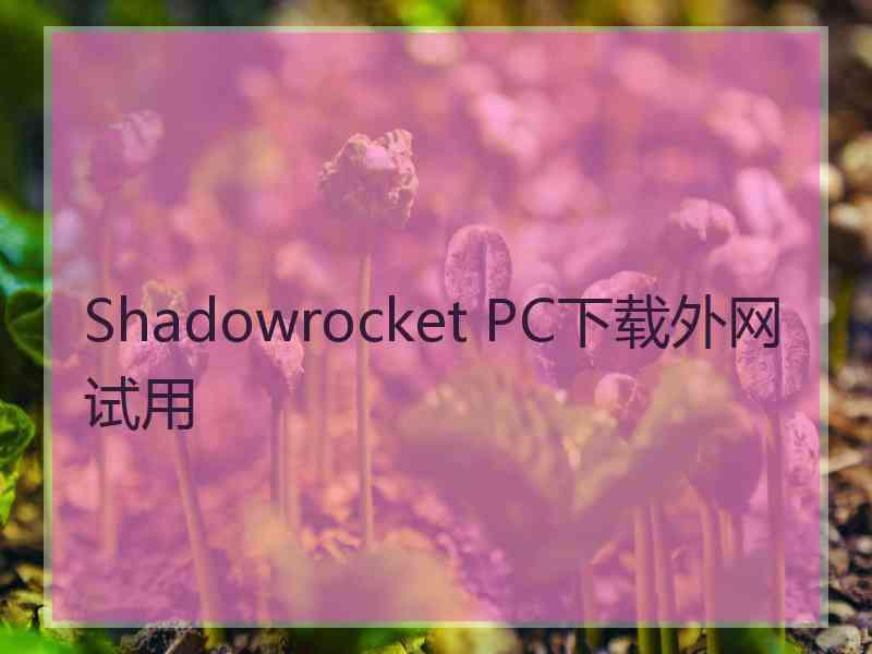 Shadowrocket PC下载外网试用