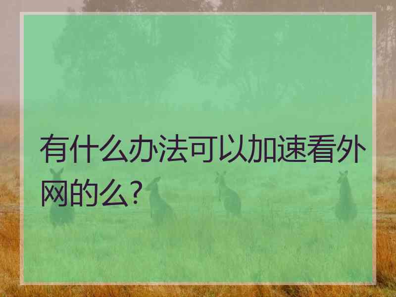有什么办法可以加速看外网的么?